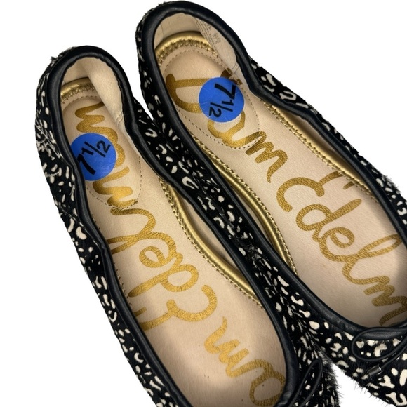 Sam Edelman Felecia Dyed Cow Fur leather ballet flats women’s 7.5 black white - Picture 7 of 10